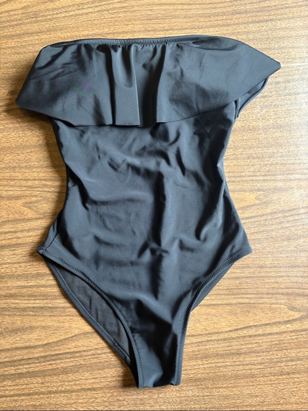 Old Navy Small Black Ruffle Ebony Strapless One Piece Swimsuit